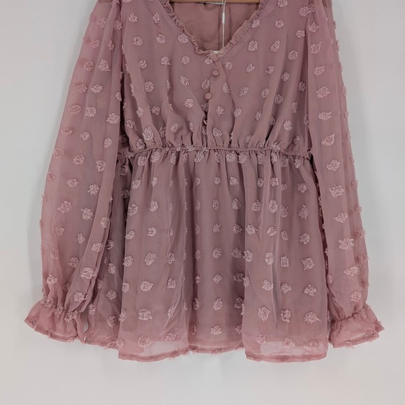Maternity‎ Pink Ruffled Smocked Blouse Size L - Picture 5 of 11